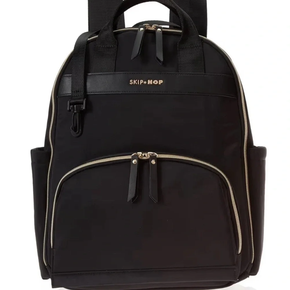 Skip Hop Black and Gold Diaper Bag Backpack - Picture 1 of 12
